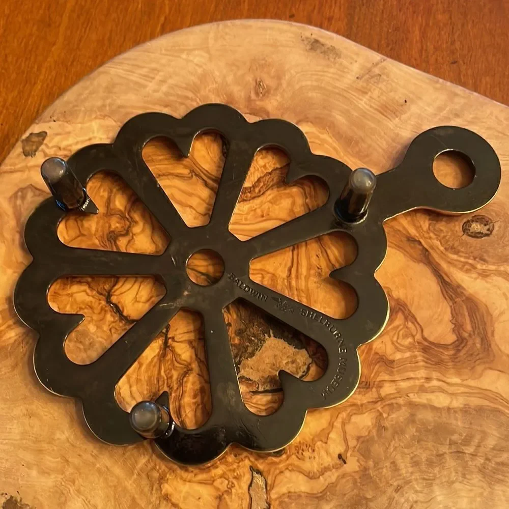 Baldwin heavy brass Circle of Hearts Trivet from the Shelburne Museum in Vermont